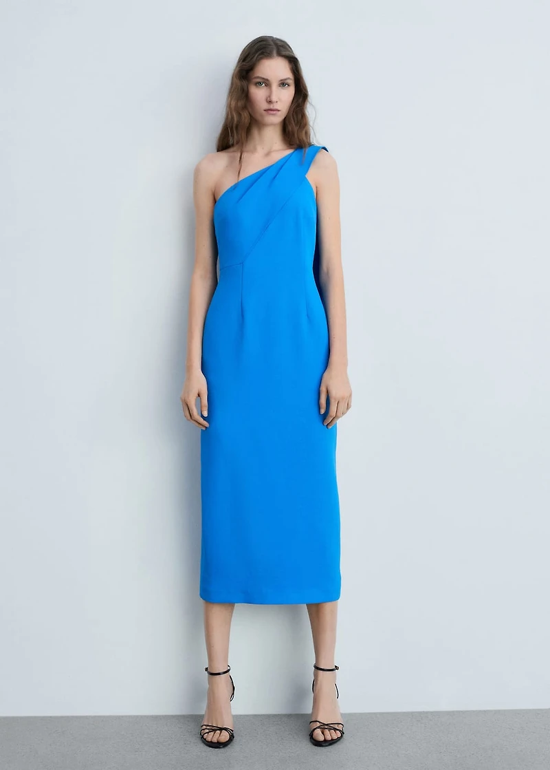 Asymmetrical bow-neck dress
