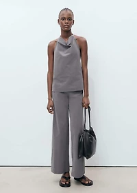Straight pants with fine belt