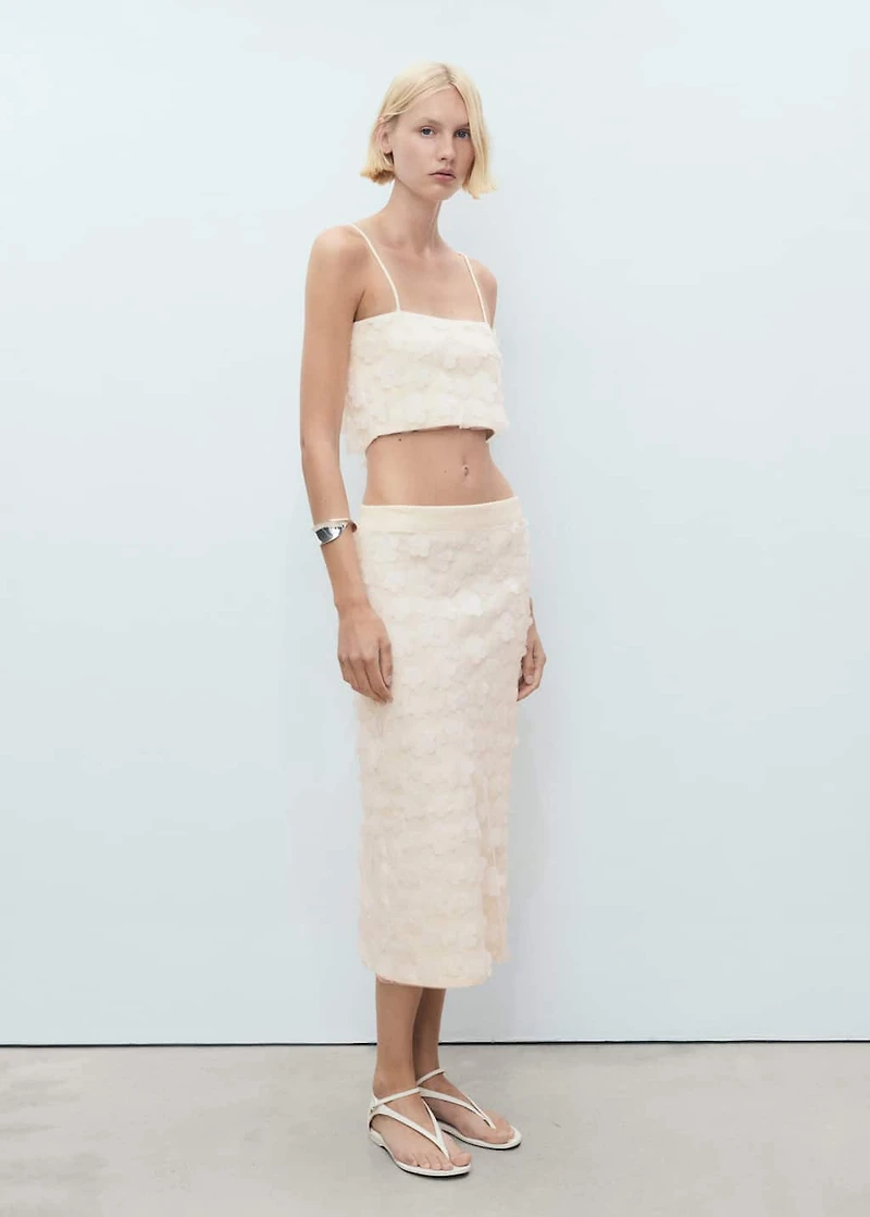 Midi-skirt with embossed flowers
