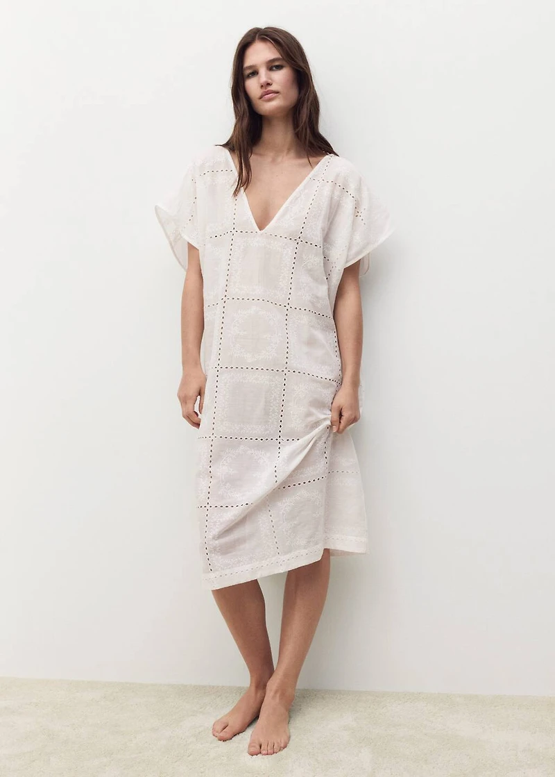 100% ramie embroidered caftan