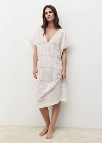 100% ramie embroidered caftan