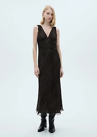 Animal-print v-neck dress