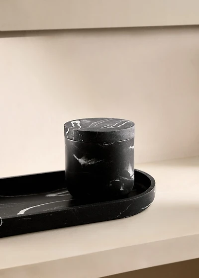 Marble-effect bathroom jar