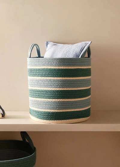 Medium striped double-handle children's basket