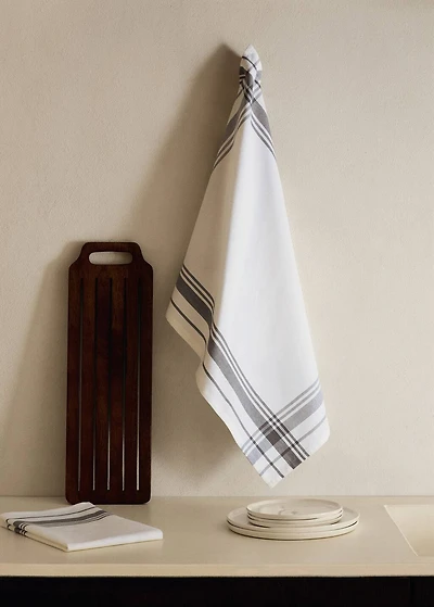 Yarn-dyed geometric cotton kitchen towel