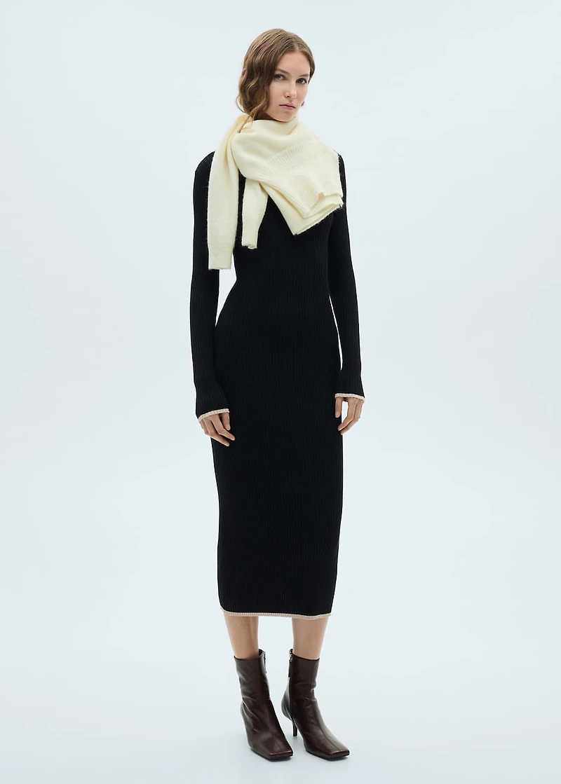 Contrast ribbed knit dress