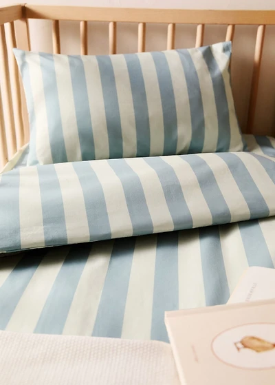 Cotton percale thick-striped duvet cover
