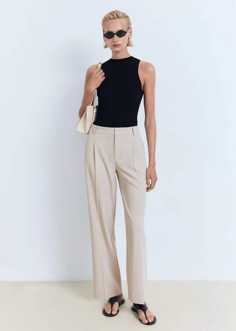 Straight-fit pleated pants