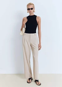 Straight-fit pleated pants