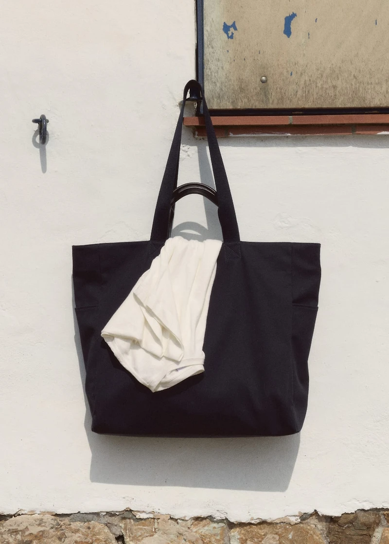 Cotton tote bag with pockets