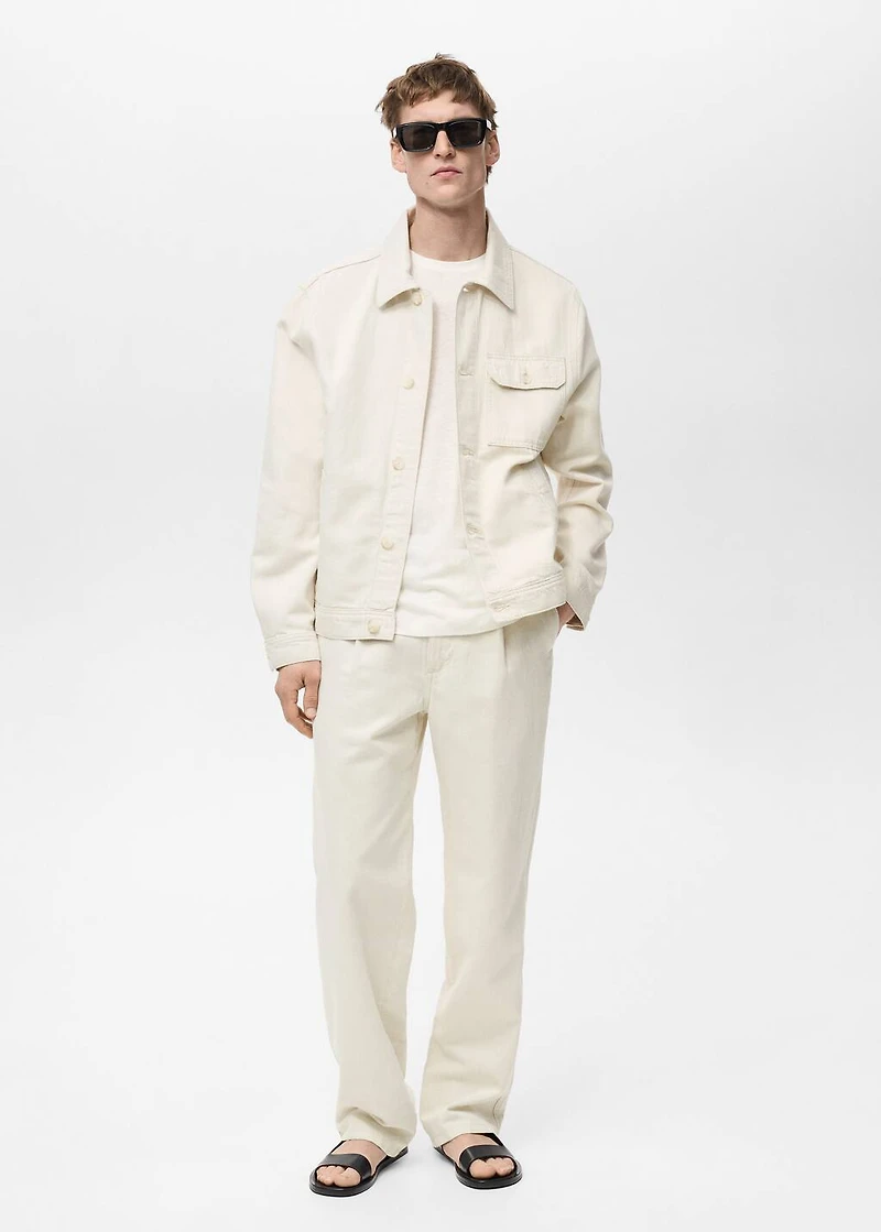 Linen-blend jacket with pockets