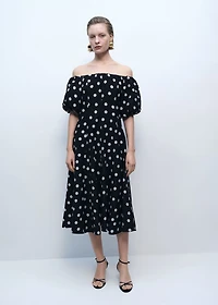 Strapless polka-dot dress
