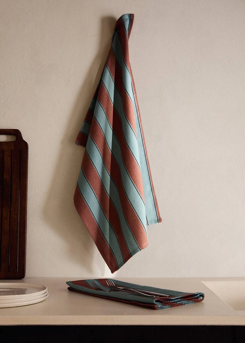 Two-tone striped kitchen towel