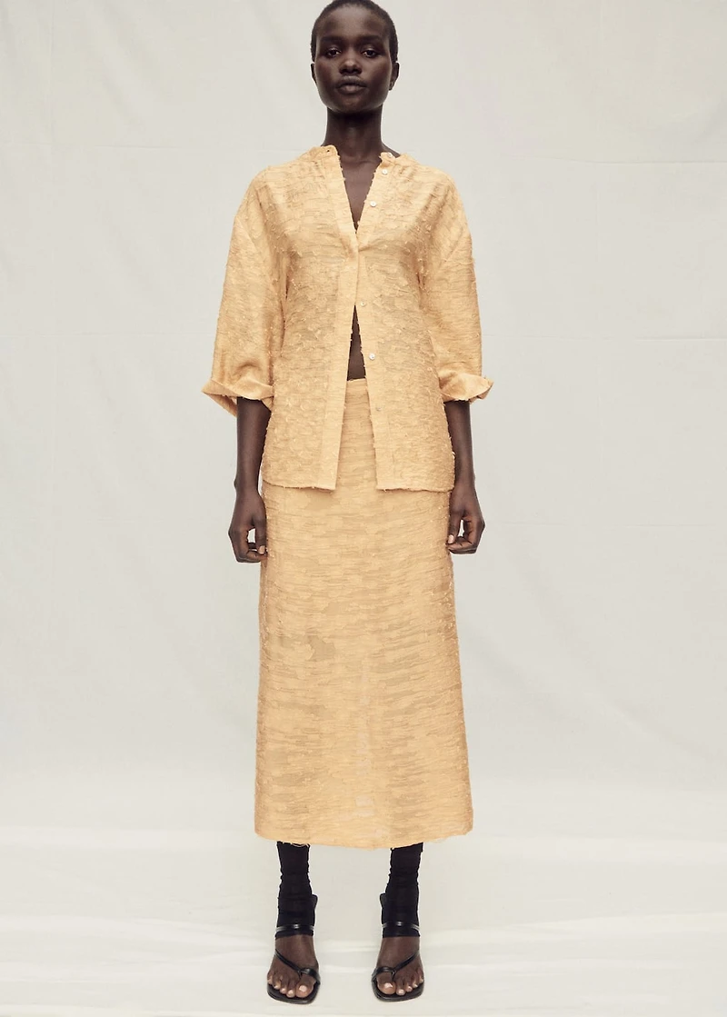 Textured straight skirt