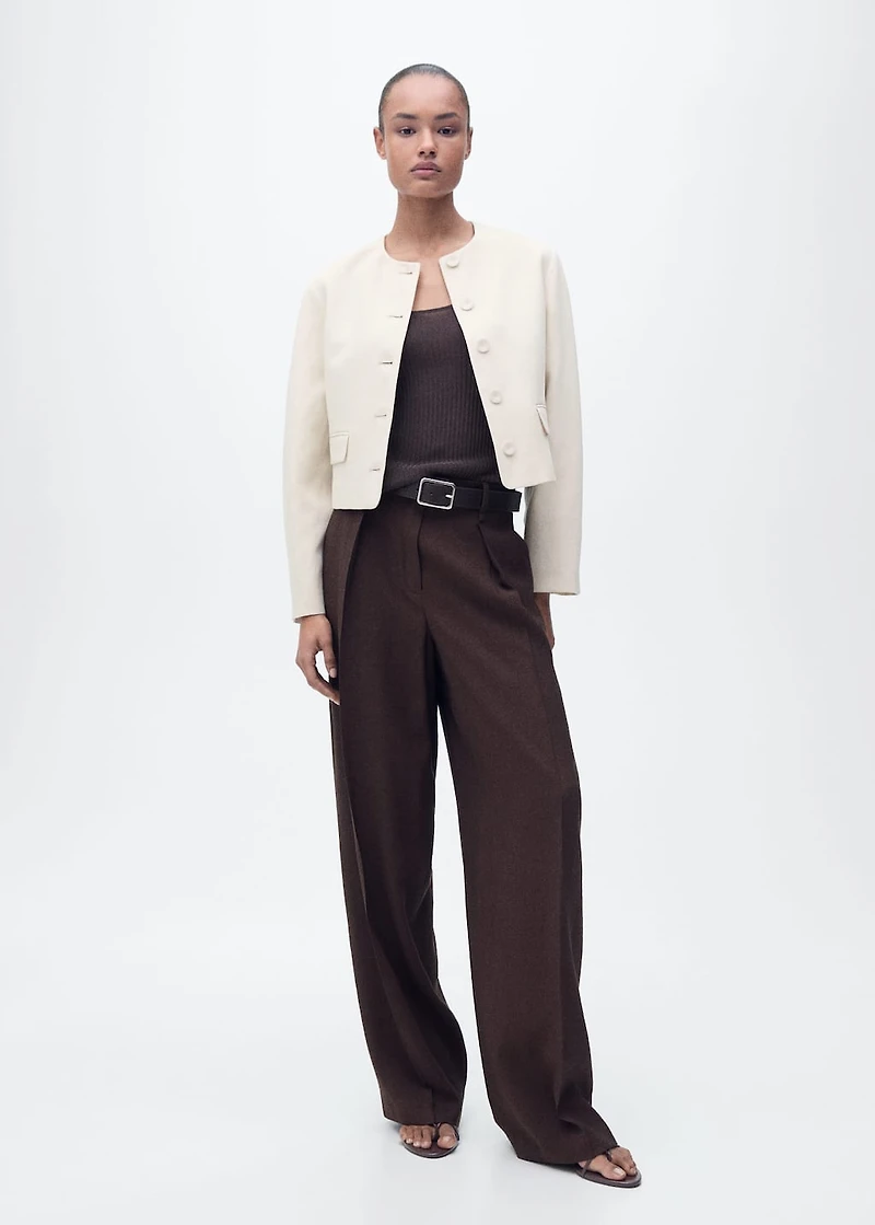 Linen-blend jacket with buttons