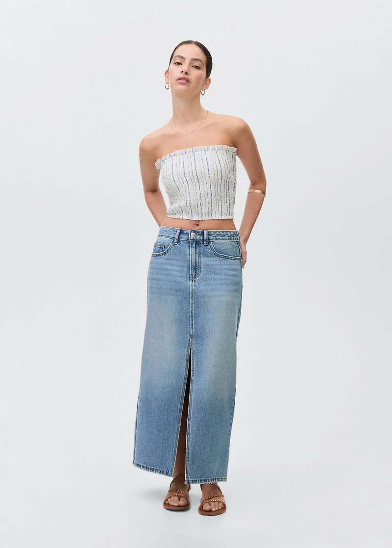 Long denim skirt