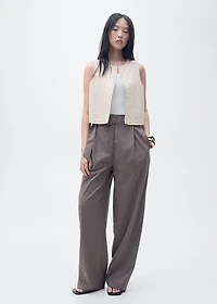 Embroidered linen vest