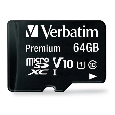 64GB Premium microSDXC Memory Card with Adapter, UHS-I V10 U1 Class 10 