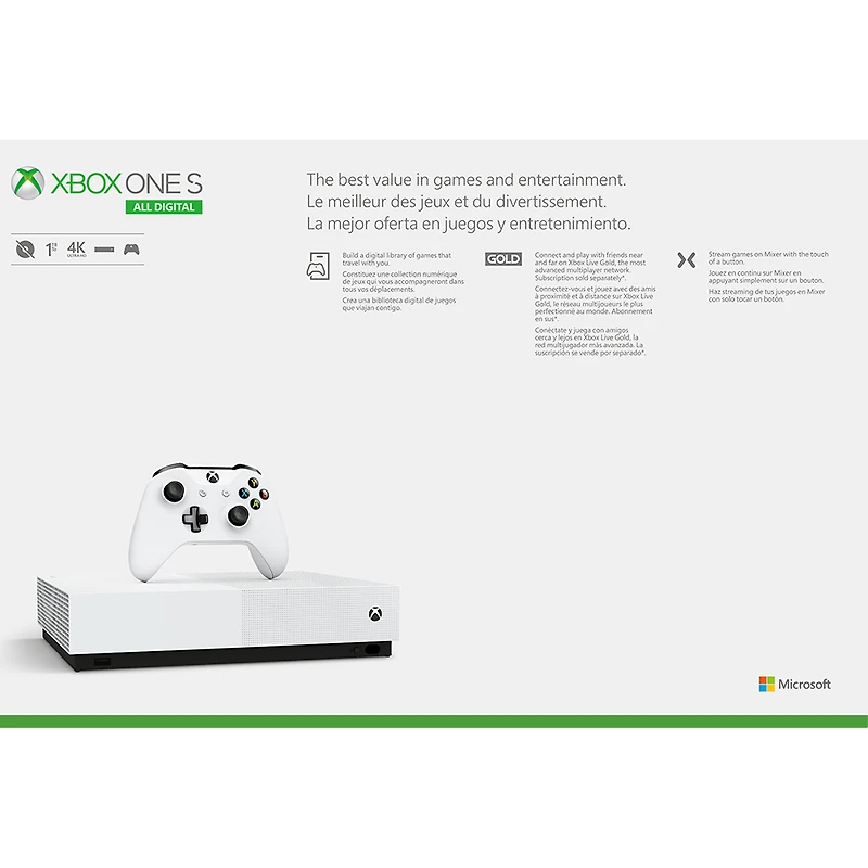 Xbox One S 1TB All-Digital Edition Console (Disc-free Gaming) 