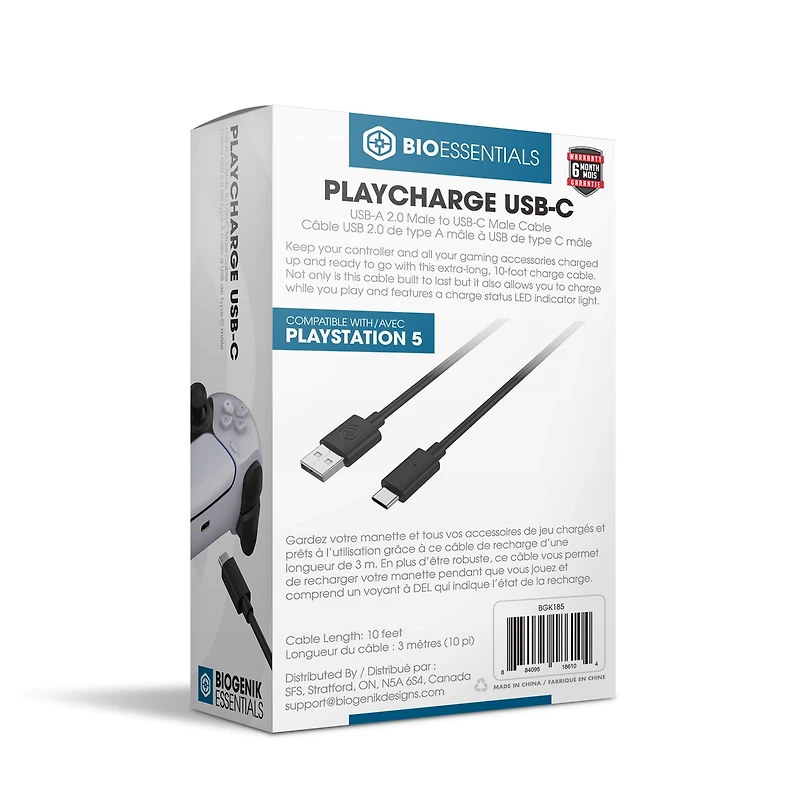 Biogenik Essentials Playstation 5 USB-C Gaming Cable 