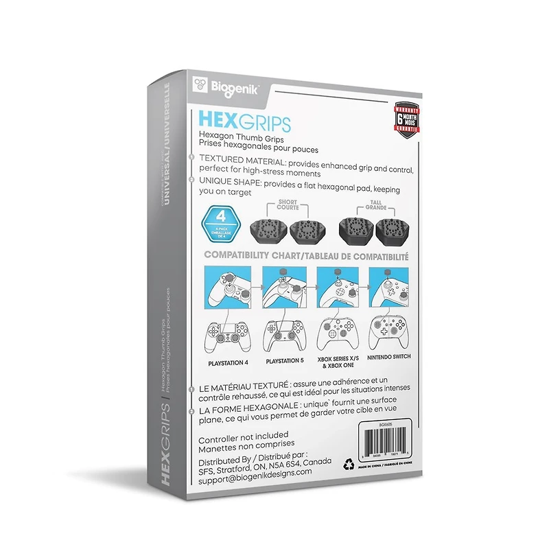 Biogenik Hexagon-Shaped Thumb Grips 4-Pack 