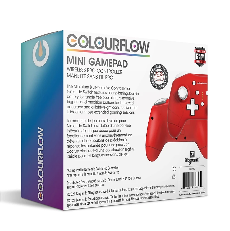 Biogenik Miniature Bluetooth Controller for Nintendo Switch - Rouge