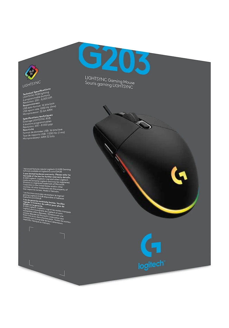 Logitech G203 LIGHTSYNC Gaming Mouse (Black) 
