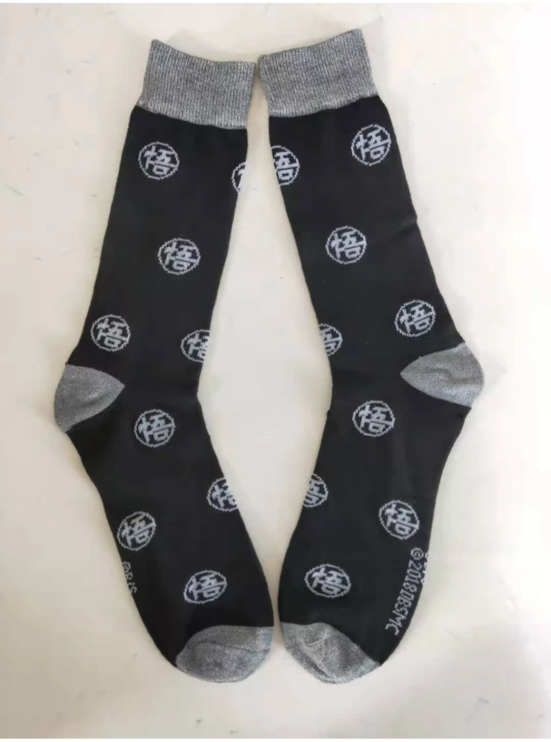 Dragon Ball Z All Over Print Black Grey Crew Sock 