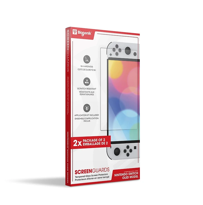 Biogenik Tempered Glass Screen Protector for Nintendo Switch OLED Model – 2 pack 