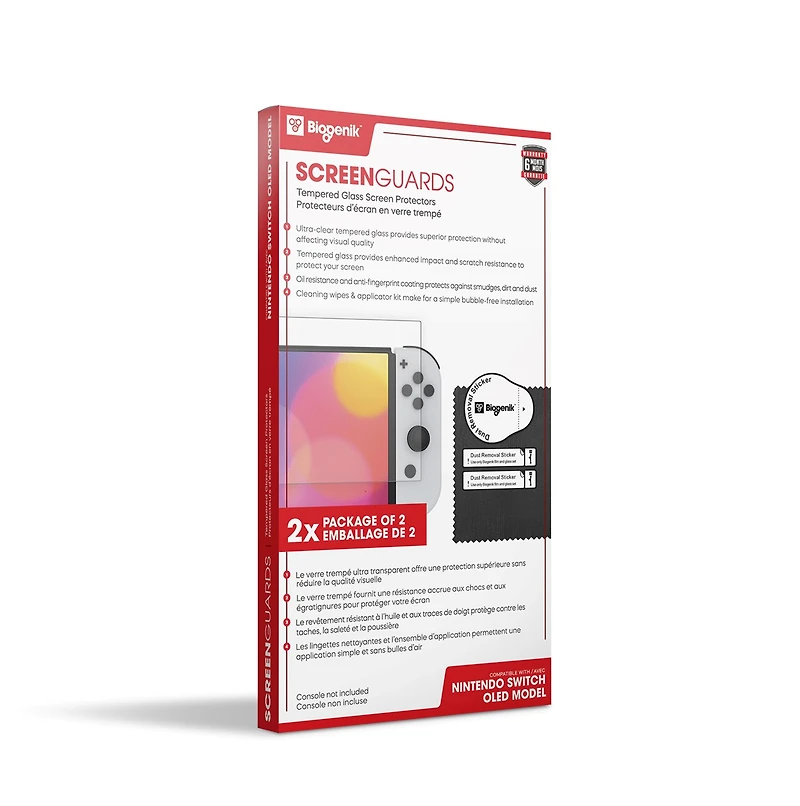 Biogenik Tempered Glass Screen Protector for Nintendo Switch OLED Model – 2 pack 