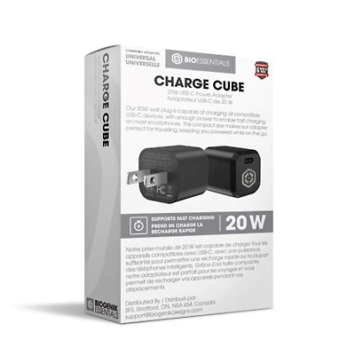 Bio Essentials 20W USB-C Power Adapter  Unlock faster charging times with our USB-C Power Adapter