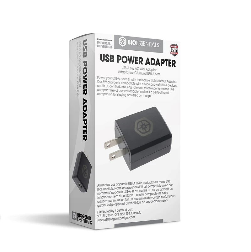 Bio USB-A 5W AC Wall Adapter 