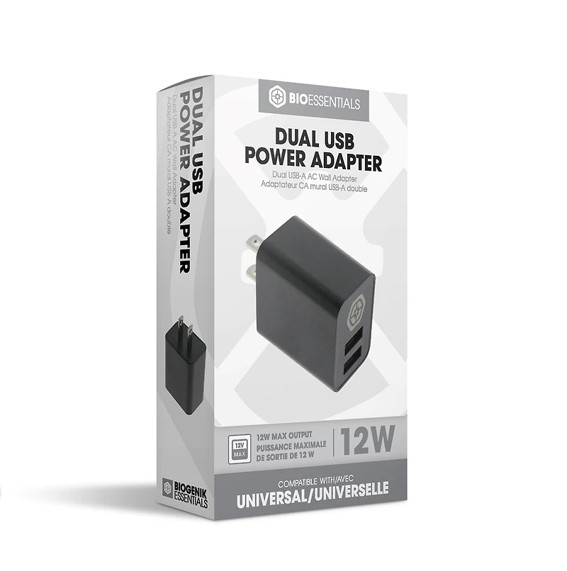 Bio 12W Dual USB-A AC Wall Adapter 