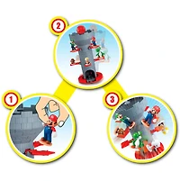 Super Mario Blow Up! Shaky Tower Balancing Game with Collectible Super Mario Action Figures 