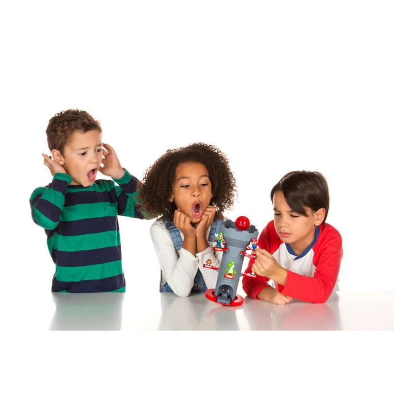 Super Mario Blow Up! Shaky Tower Balancing Game with Collectible Super Mario Action Figures 