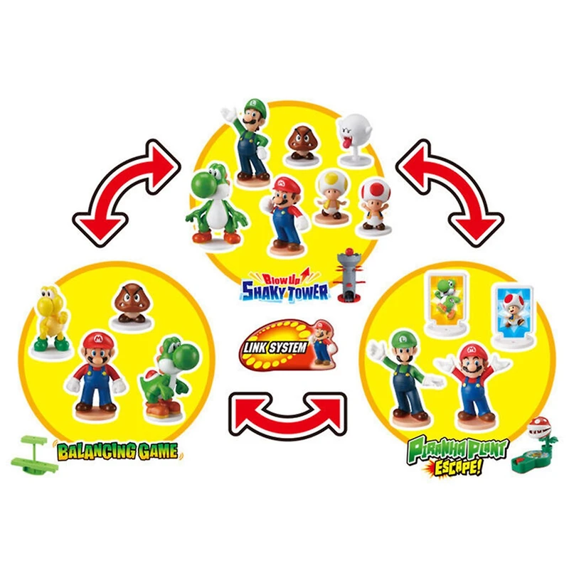 Super Mario Blow Up! Shaky Tower Balancing Game with Collectible Super Mario Action Figures 