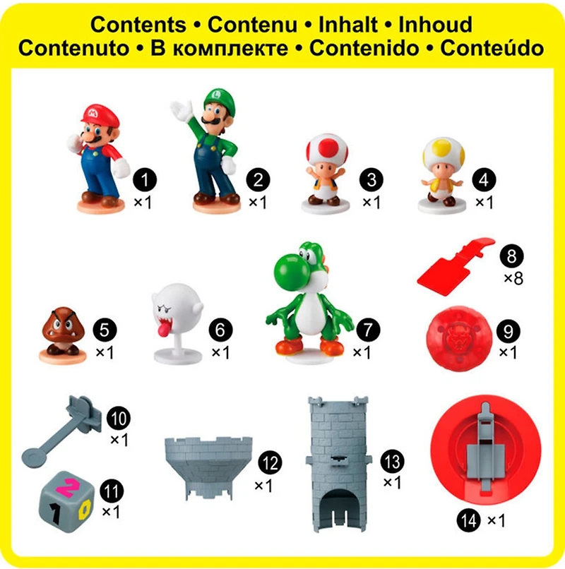 Super Mario Blow Up! Shaky Tower Balancing Game with Collectible Super Mario Action Figures 