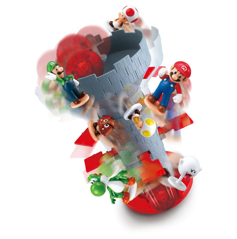Super Mario Blow Up! Shaky Tower Balancing Game with Collectible Super Mario Action Figures 