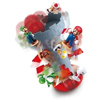 Super Mario Blow Up! Shaky Tower Balancing Game with Collectible Super Mario Action Figures 