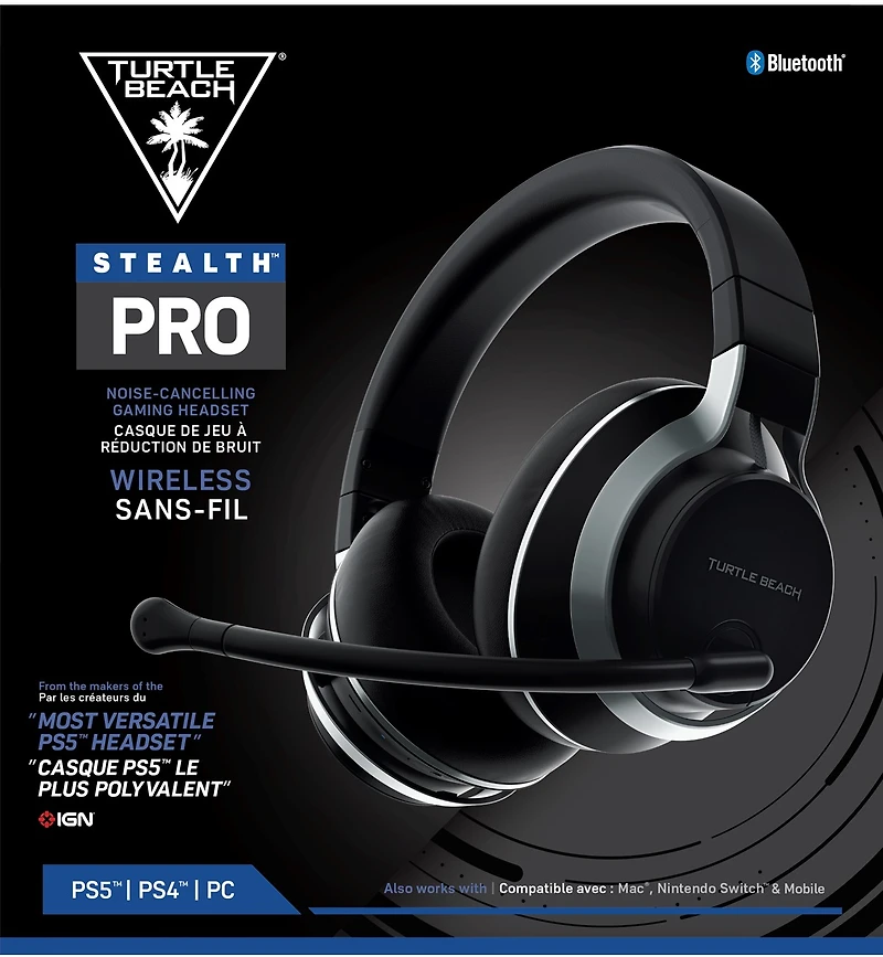Turtle Beach Stealth Pro Multiplatform Wireless Noise-Cancelling Gaming Headset for PlayStation  (Black)
