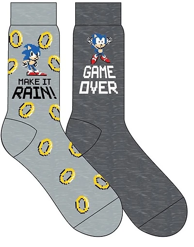 Sonic Grey Mens Crew socks 2 Pack 