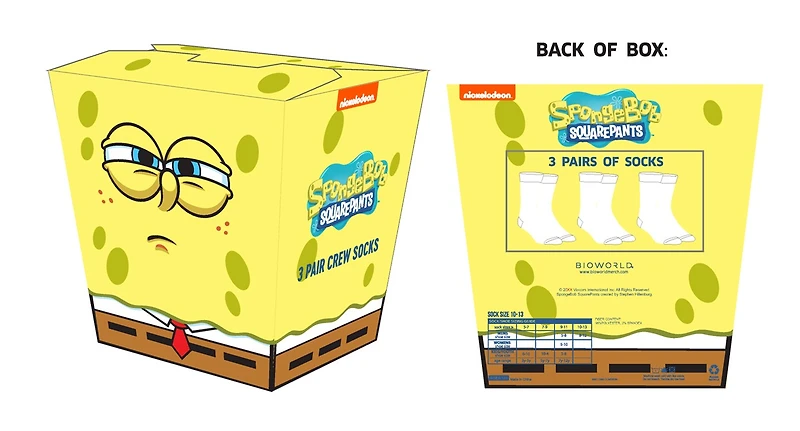 Spongebob Square Pants: Socks Box Set 3 Pair 