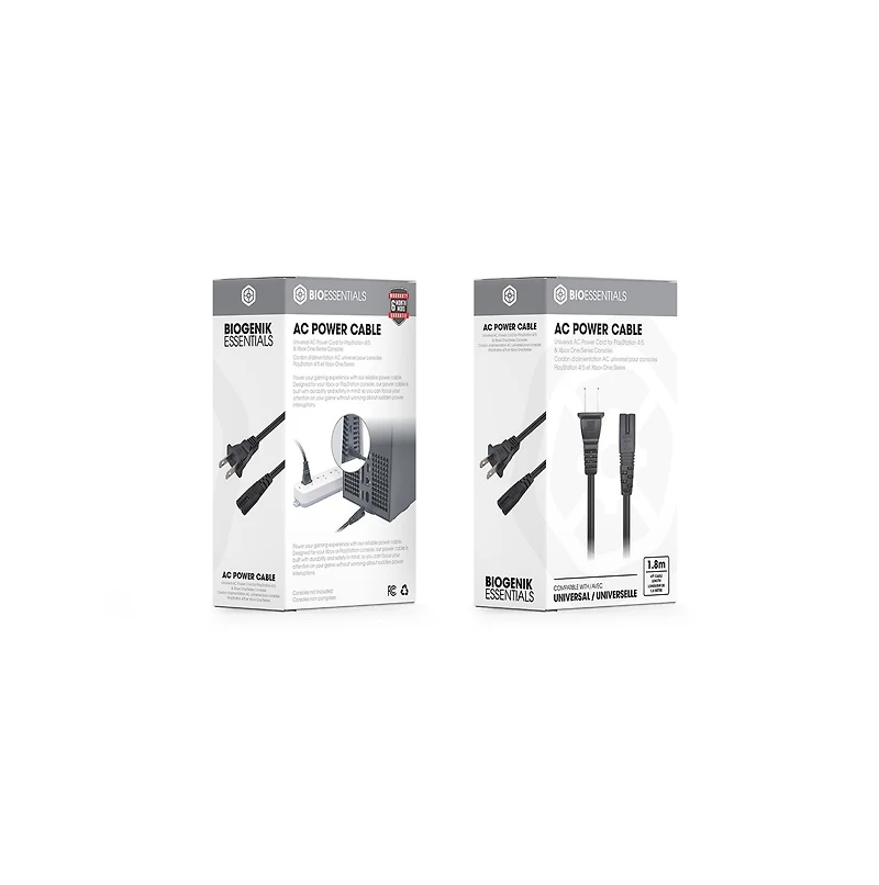 Biogenik Universal AC Power Cord for PlayStation 4/5 & Xbox One/Series Consoles (6 Feet) 
