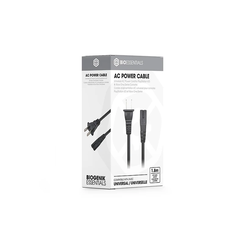 Biogenik Universal AC Power Cord for PlayStation 4/5 & Xbox One/Series Consoles (6 Feet) 