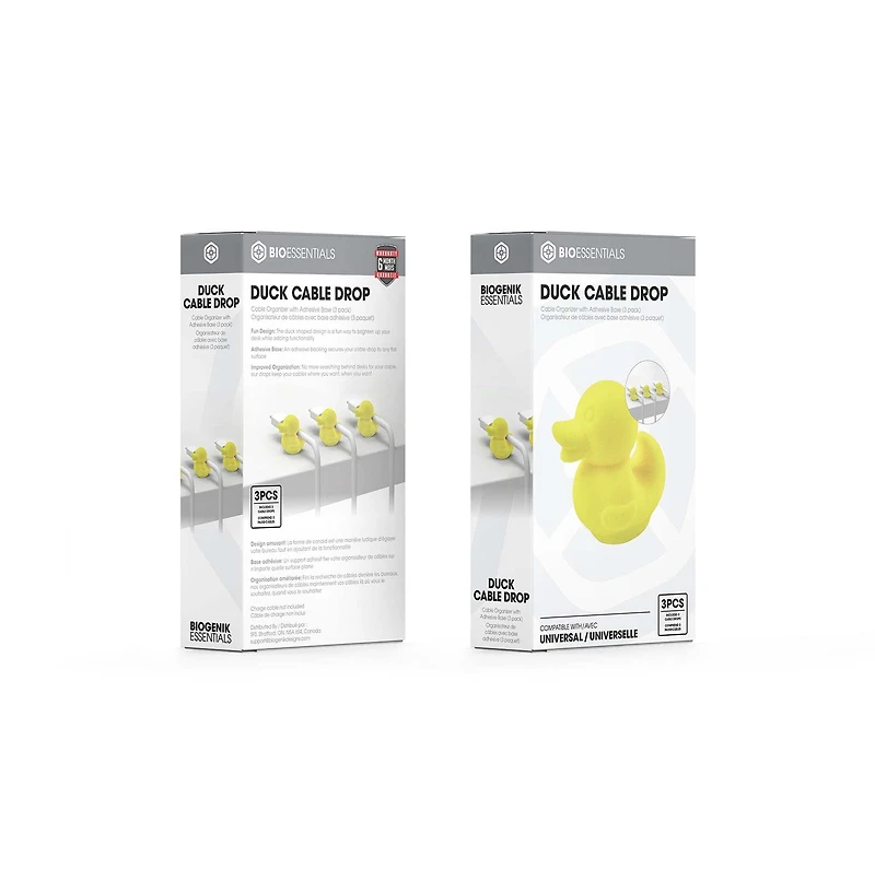 Biogenik Duck Cable Drop 3 Pack Cable Organizer with Adhesive Base