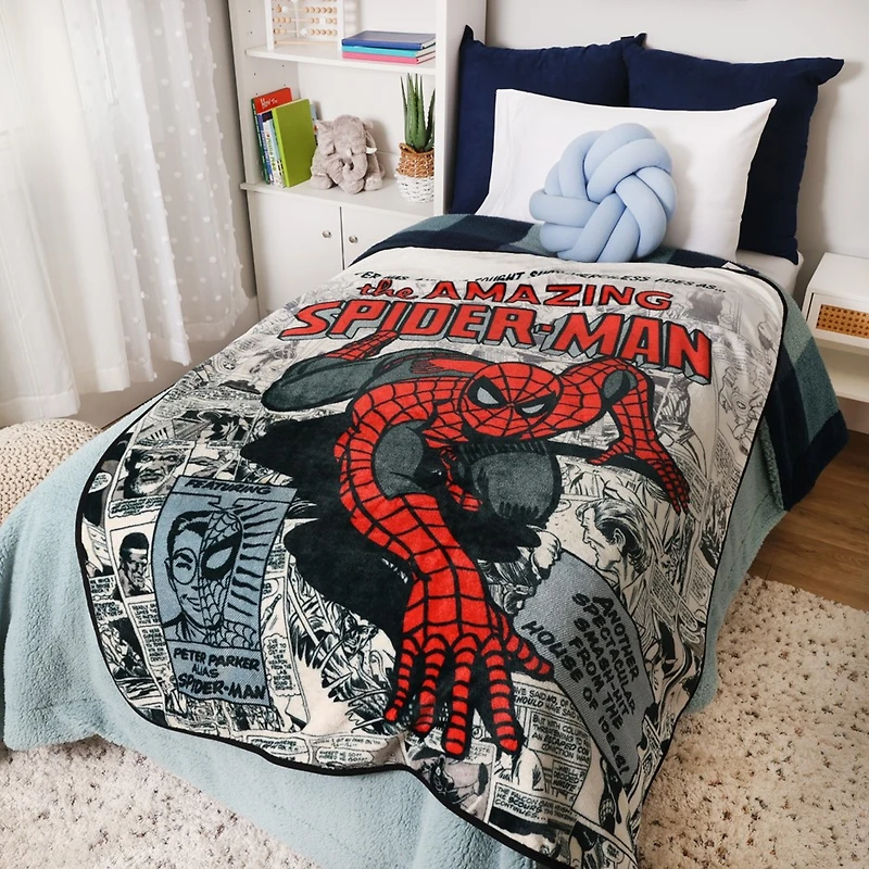 Marvel Spiderman Comic Throw Blanket