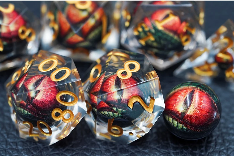 Biogenik Dragon Eye 7-Piece RPG Dice Set with Liquid Core 