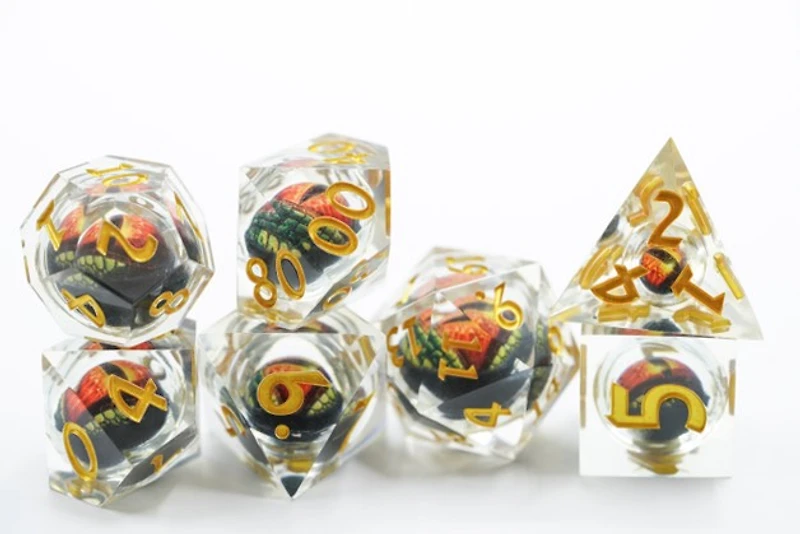 Biogenik Dragon Eye 7-Piece RPG Dice Set with Liquid Core 