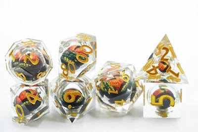 Biogenik Dragon Eye 7-Piece RPG Dice Set with Liquid Core 