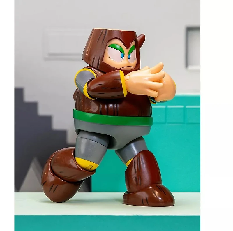 Wood Man 5" Figure (Deluxe Version) with Accessories and Alternate Head and Hands "Mega Man" (1987) Video Game Model by Jada